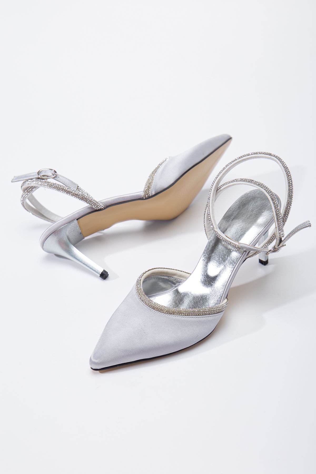 Marlen topuklu ayakkabı Gümüş
