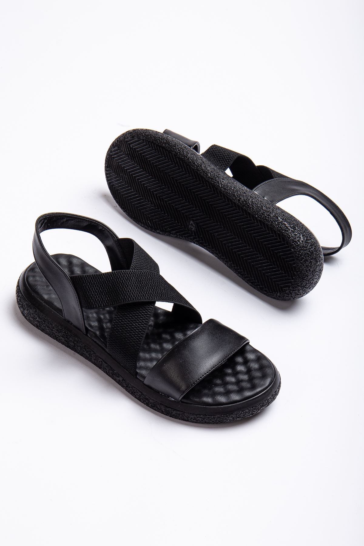 MSK0014 Lastikli Sandalet Siyah