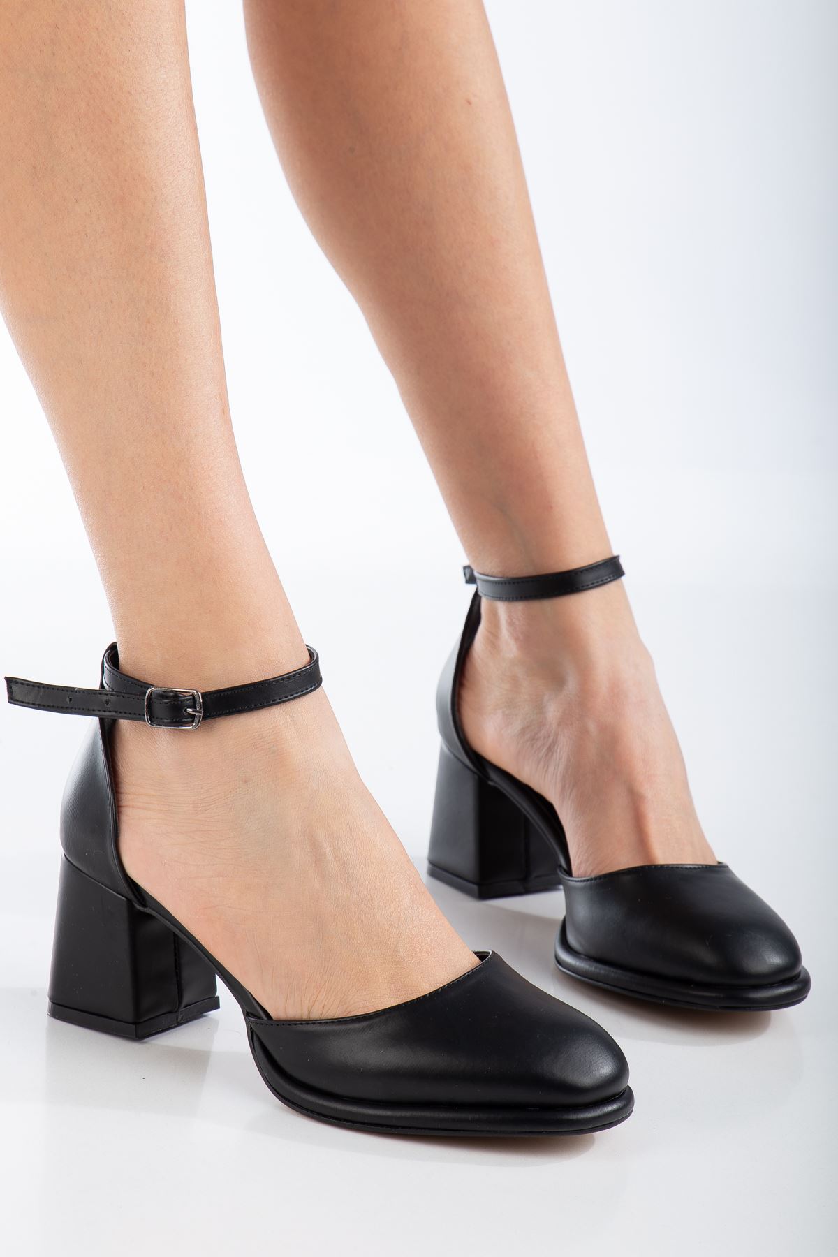 Helen Platform Topuk  Cilt Ayakkabı Siyah