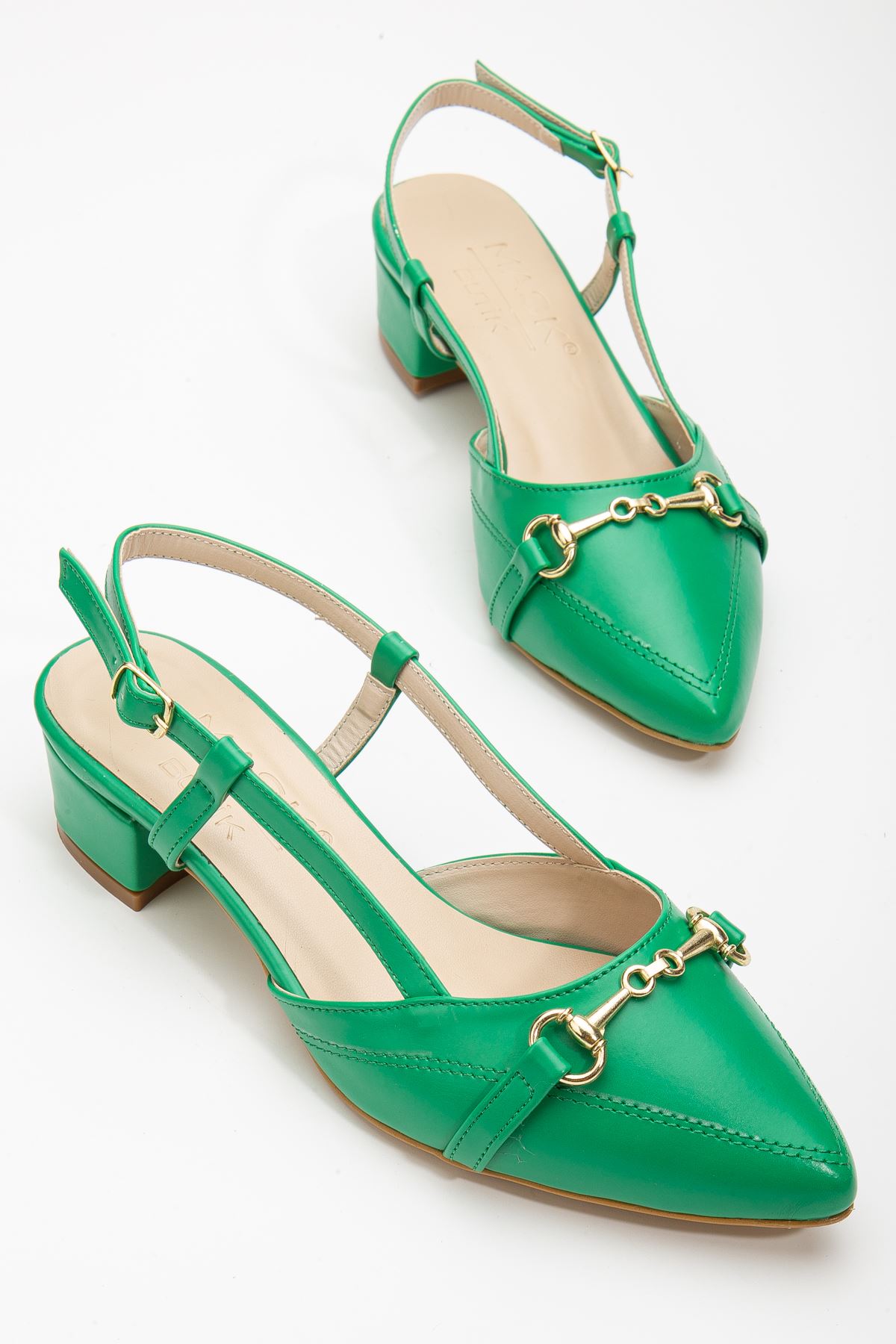 Seza Kısa Topuklu Ayakkabı Yeşil