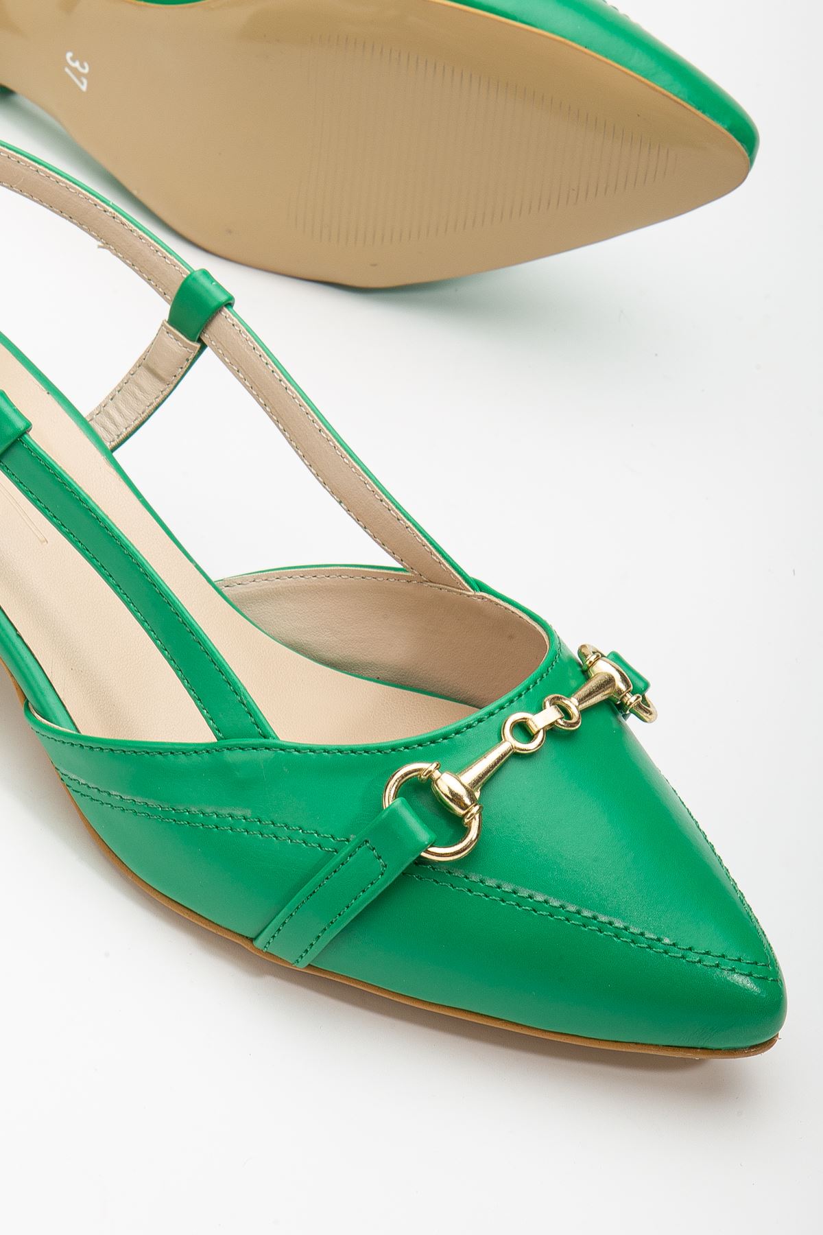 Seza Kısa Topuklu Ayakkabı Yeşil