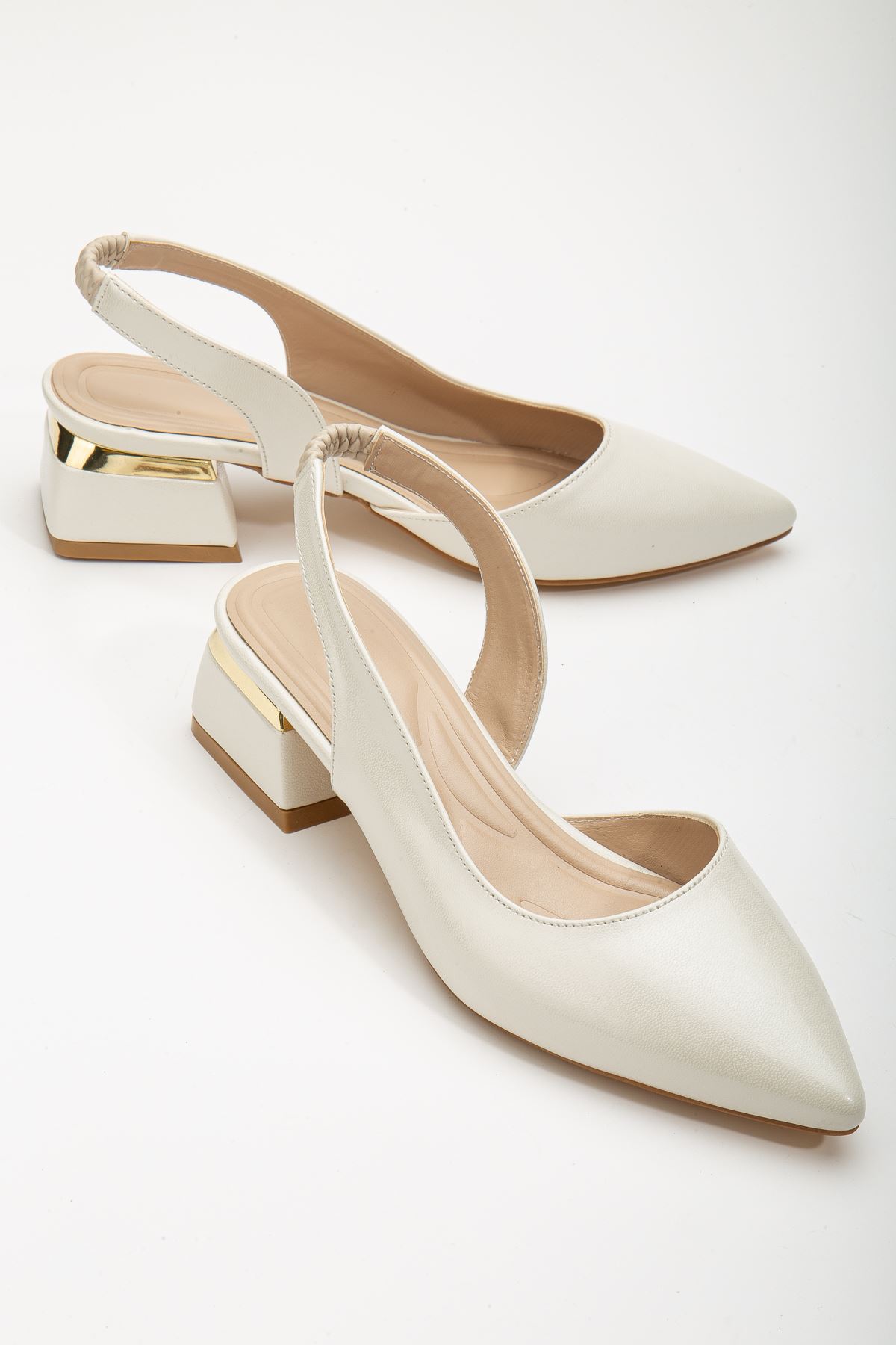 Beria Topuklu Ayakkabı Sedef Beyaz