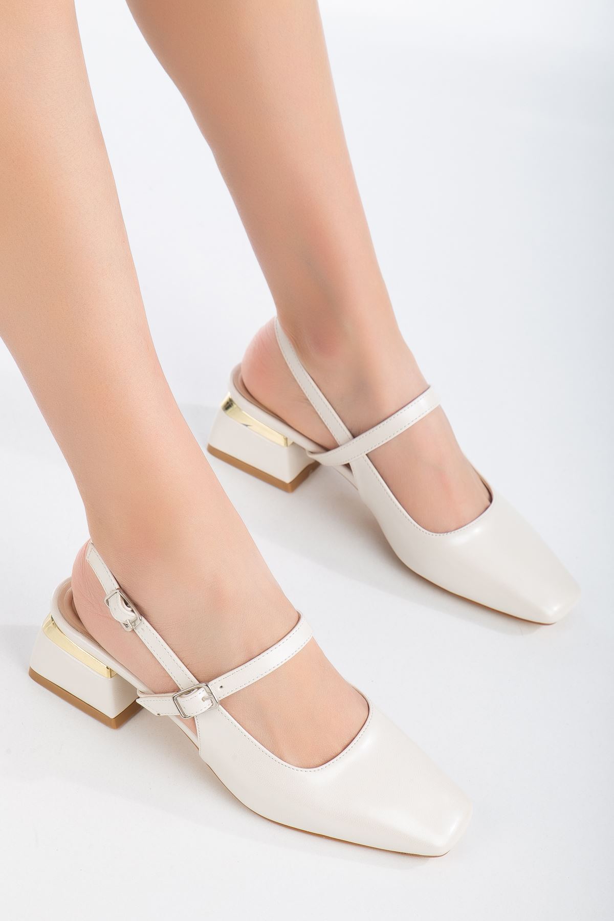 Hilda Topuklu Ayakkabı Sedef Beyaz
