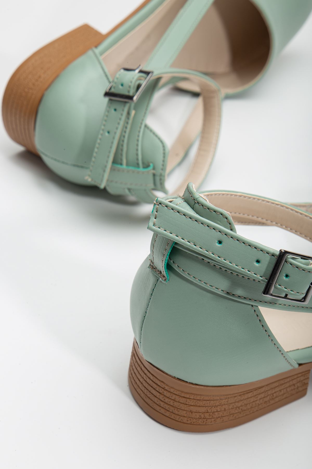 Rayna Kısa Topuk  Cilt Ayakkabı  Mint Yeşil