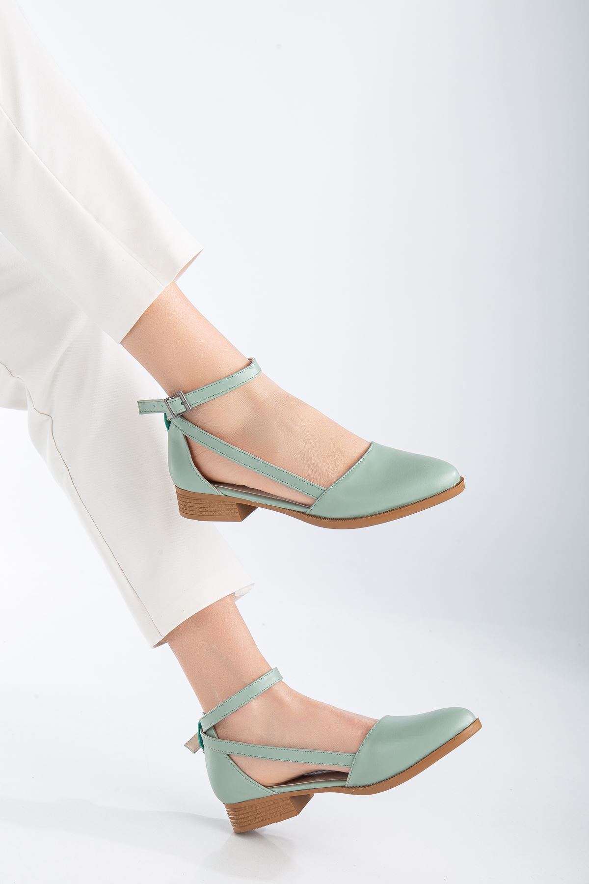 Rayna Kısa Topuk  Cilt Ayakkabı  Mint Yeşil