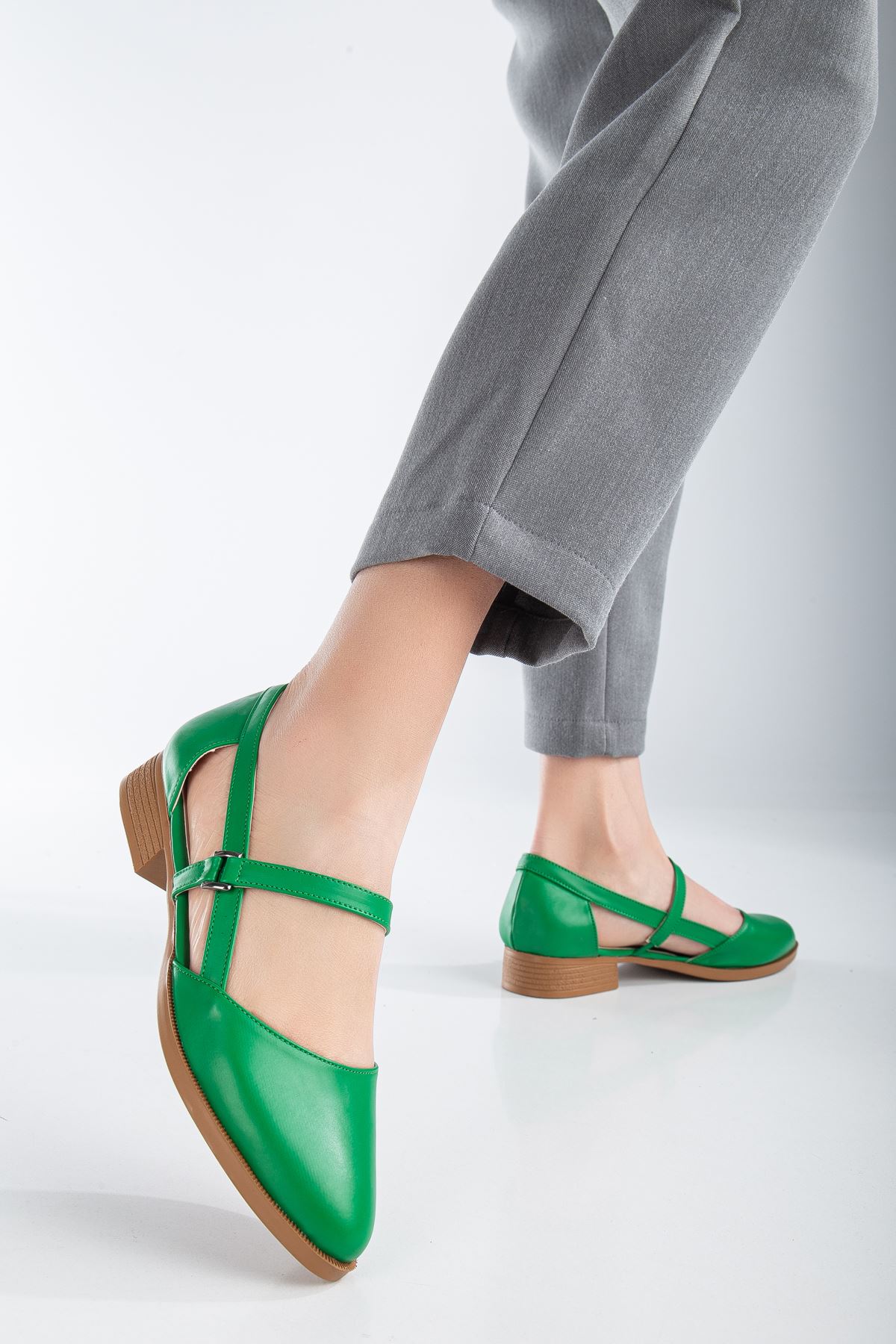 Mary Kısa Topuk Ayakkabı Yeşil
