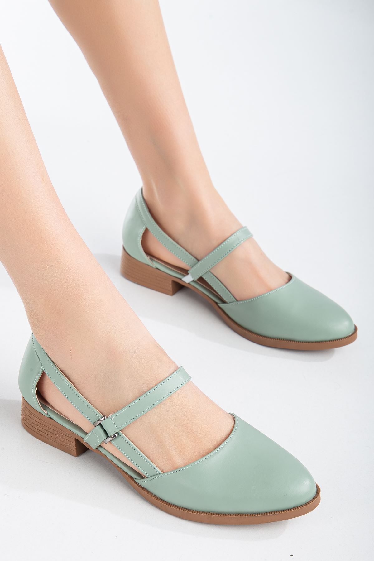 Mary Kısa Topuk Ayakkabı Mint Yeşil