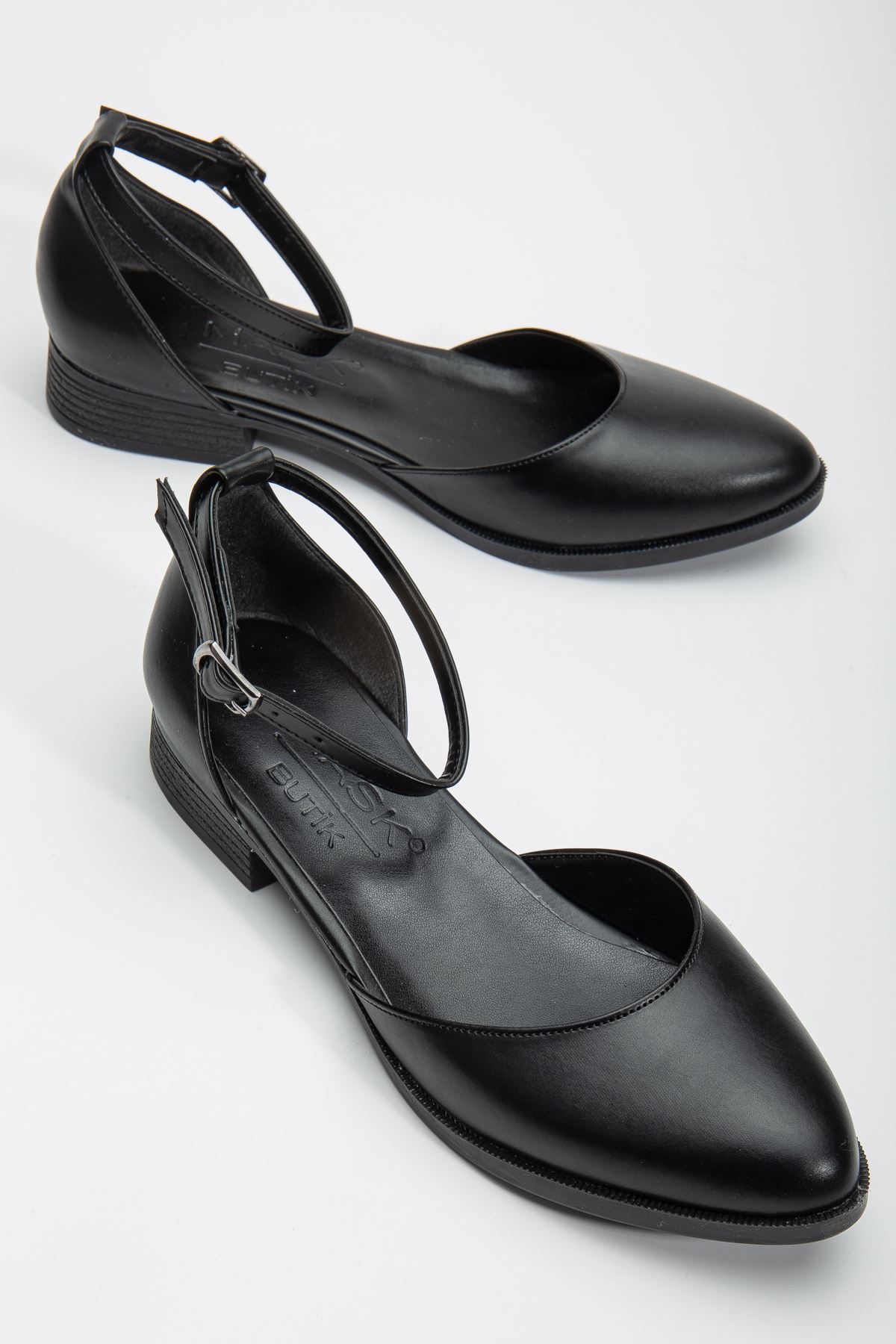 Tilda Kısa Topuk  Cilt Ayakkabı Siyah