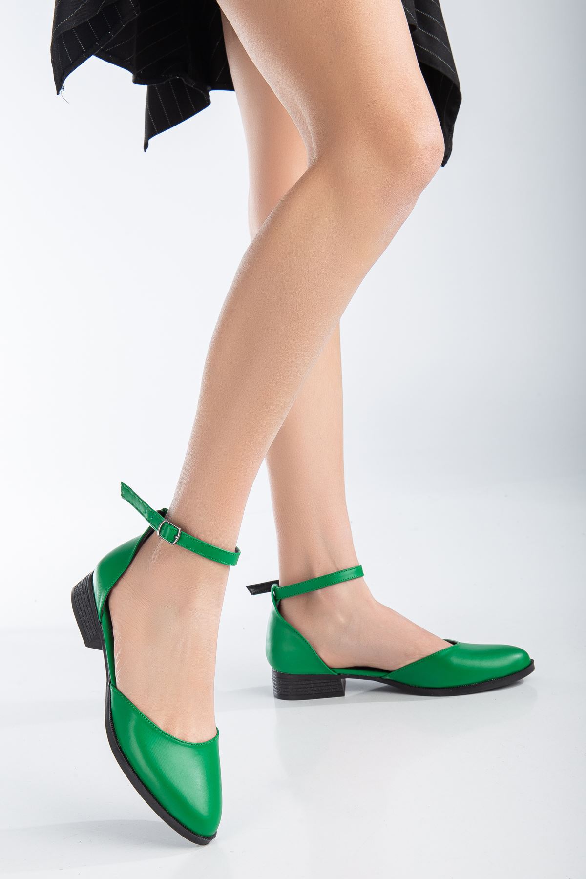 Tilda Kısa Topuk  Cilt Ayakkabı Yeşil