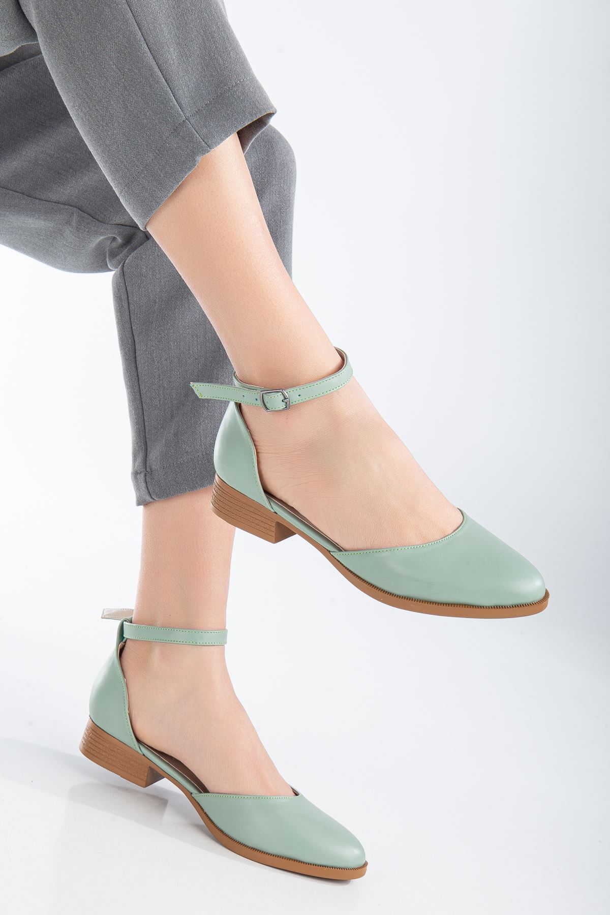 Tilda Kısa Topuk  Cilt Ayakkabı Mint  Yeşil