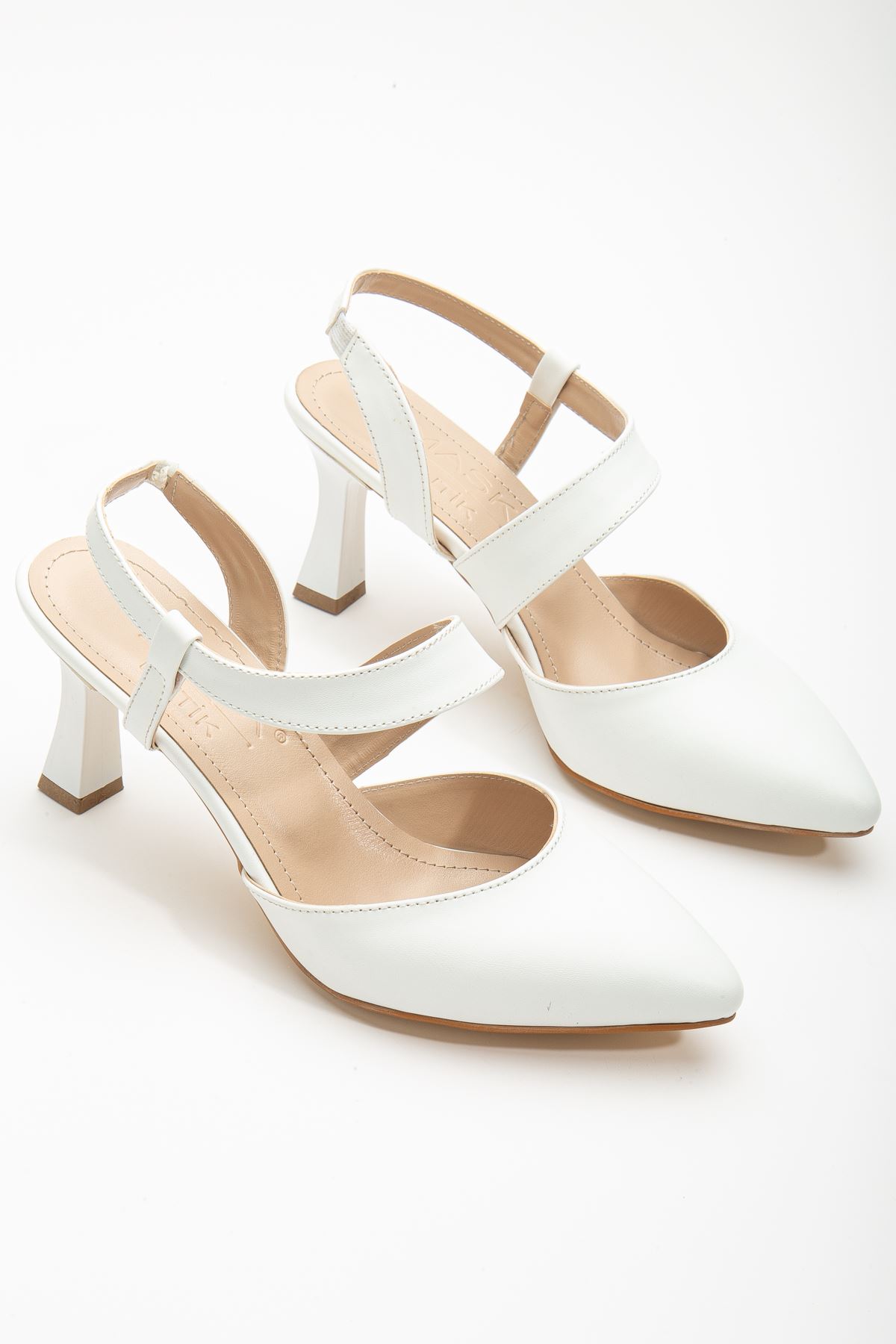 Mila Topuklu  Cilt Ayakkabı Beyaz
